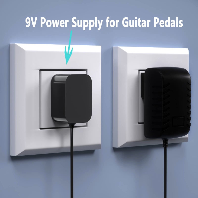 WUKUR Replacement for 9V Guitar Pedal Power Supply 9 Volt Power Supply for Guitar Pedalsï¼Œ1A Tip Negative with 5 Way Daisy Chain Power Cable - Image 5